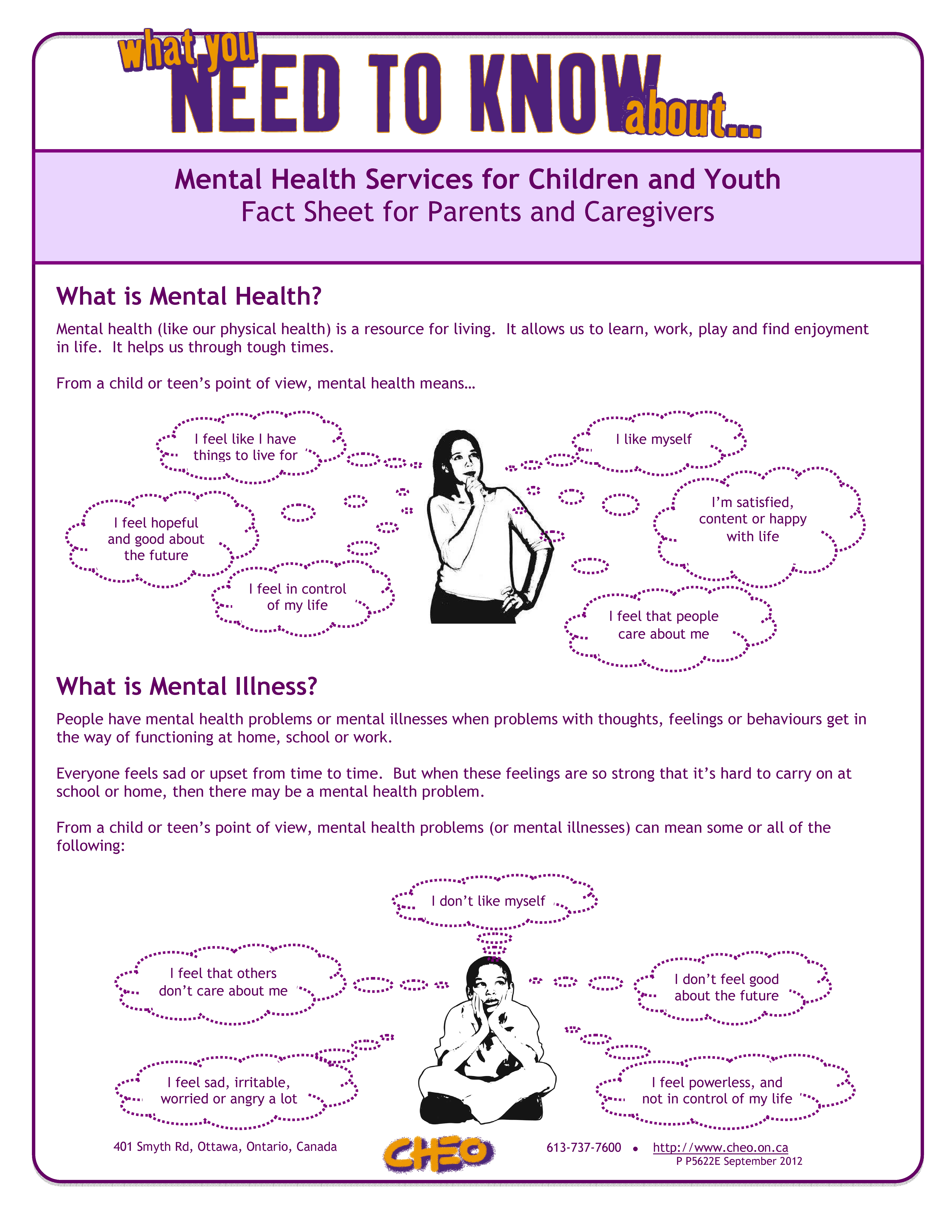 Mental health information sheets